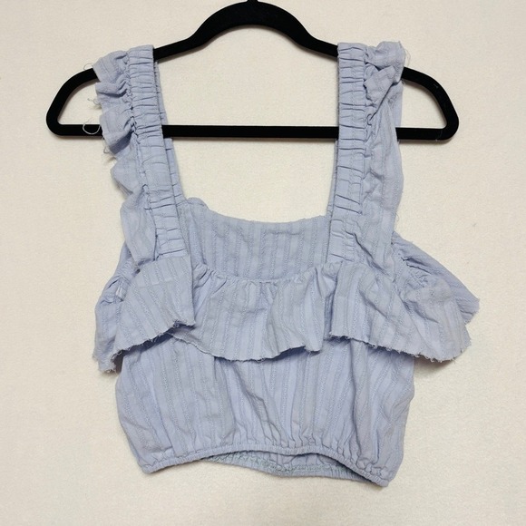 Show Me Your MuMu Women Tank Blouse XS Rosalina Crop Top Boho Cottage Light Blue - Picture 6 of 10